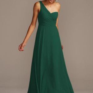One Shoulder Sweetheart Neckline Bridesmaid Dress - Deep Green - Sz 2 Petite